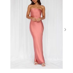 THE FELICITY STRAPLESS SATIN MAXI DRESS ROSE